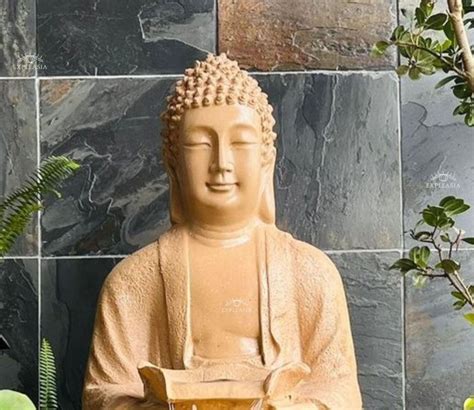 Buy Fiber Glass Lotus Buddha Water Fountain (Stone Beige) Online in ...
