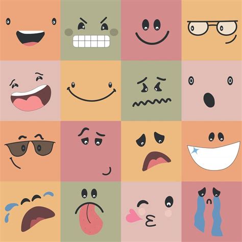 colorful abstract Emoticons set comic Faces with various Emotions ...