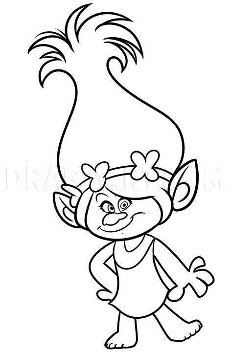 Draw Poppy From Trolls, Step by Step, Drawing Guide, by Dawn | dragoart.com | Poppy coloring ...