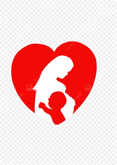 Maternal Love Clipart Transparent PNG Hd, Maternal Love Peach Heart Silhouette, Mother And Child ...