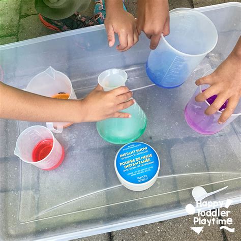 Easy Rainbow Instant Snow: STEM Sensory Activity - Happy Toddler Playtime