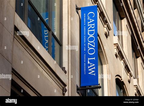 A Cardozo Law school banner on the side of a building in New York, NY ...