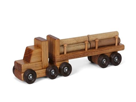 Wooden Log Semi Truck Toy, Large or Small Size Toys For Little Kids ...