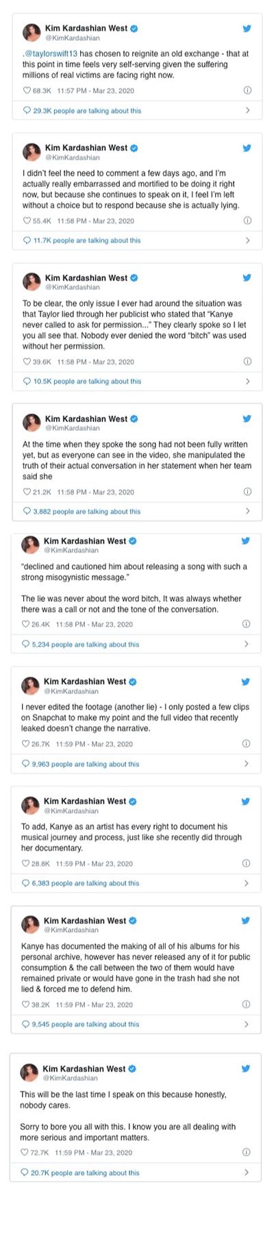 Kim Kardashian Hits Back At Taylor Swift Over Leaked Kanye West Phone Call | Genius