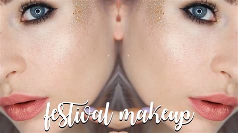 EASY GLITTER FESTIVAL MAKEUP TUTORIAL - YouTube