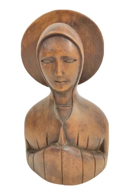 VINTAGE MADONNA BLESSED Mother Virgin Mary Praying Hands 10” Tall Wood Block $32.73 - PicClick