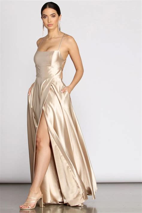 Kaia Satin A-Line Dress | Silk bridesmaid dresses, Champagne dresses ...