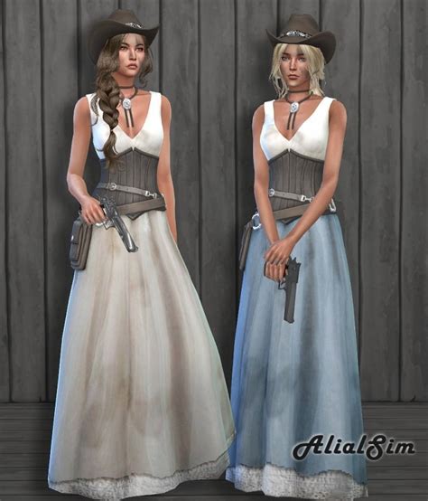 Western Dress at Alial Sim » Sims 4 Updates