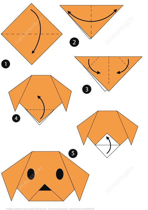 Origami Step by Step Instructions of a Dog Face | Free Printable ...