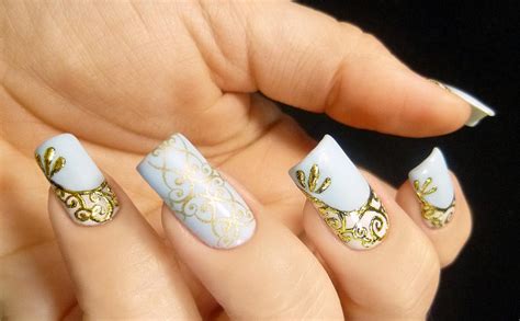 Gold Scrolled and Stamped Nail Art by TenLittleCanvases on DeviantArt