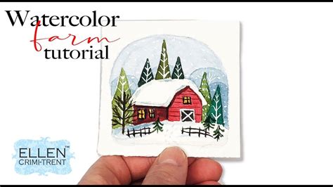 Watercolor Winter Barn tutorial / Christmas Card Ideas/Mini Monday Madness | Christmas ...