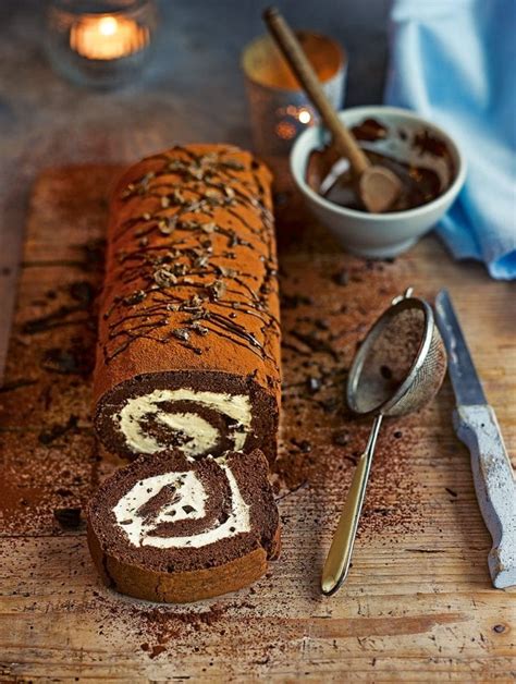 Chocolate and coffee swiss roll recipe | delicious. magazine