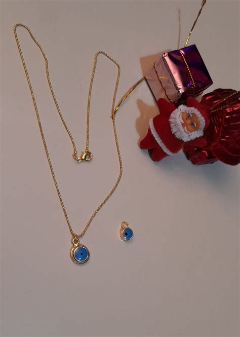 Evil Eye Bead Gold Necklace Blue Color Nuel Gift Jewelry - Etsy