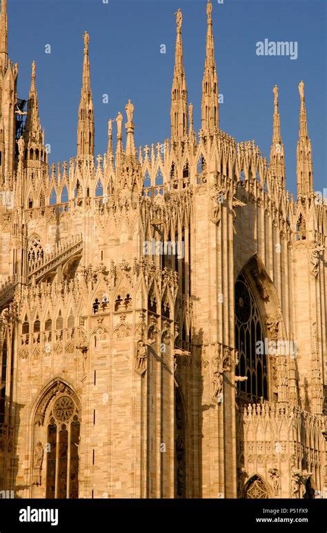 Italy. Milan Cathedral. Gothic. 14th century. Exterior. Detail Stock ...