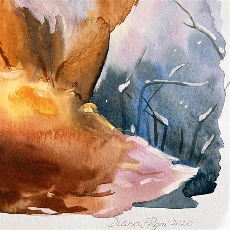 Original Watercolor Fox Painting