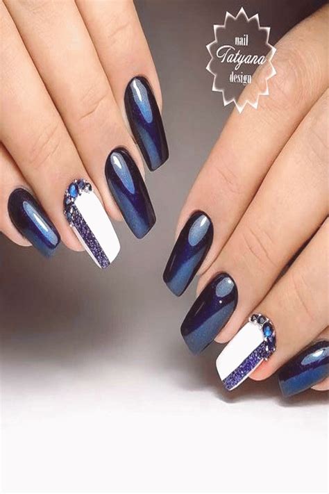 bleu nuit manucure | Best nail art designs, Coffin nails designs, Square nail designs
