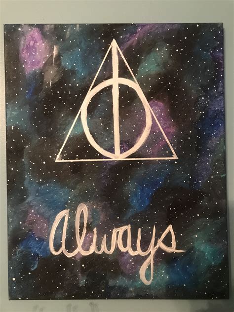 Always. Harry Potter. Deathly Hallows. Acrylic painted wrapped canvas ...