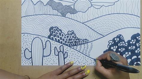 How to draw a landscape with pattern drawing| Kalavibes| #stayhome #draw #withme - YouTube