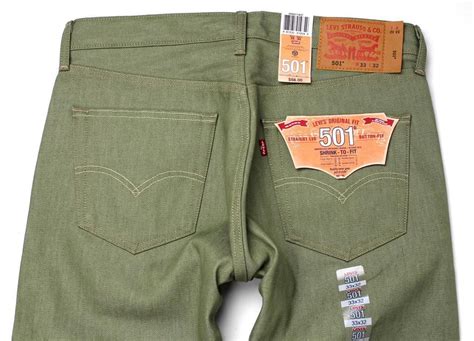 Levi'S 501 Men'S Original Fit Straight Leg Jeans Button Fly Olive 501 ...