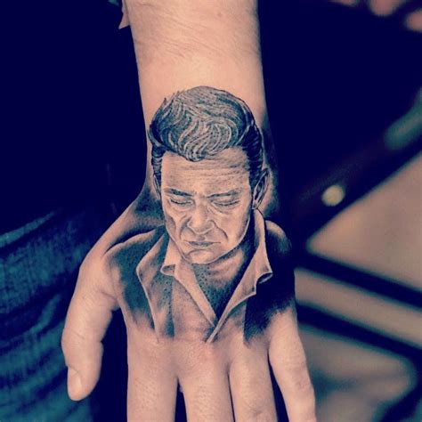 Johnny Cash tattoo in my hand. Johnny Cash Tattoo, Portrait Tattoo ...