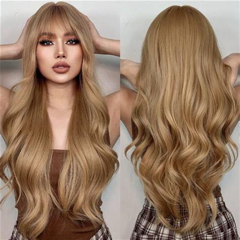 HOT Long Curly Ash Blonde Wigs with Bangs Blonde in 2024 | Long curly ...