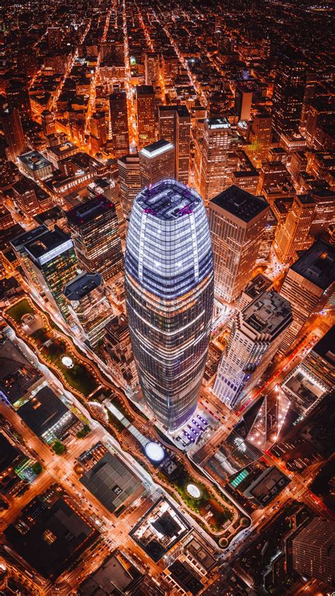 City, Night, Drone Photo, Buildings, Skyscrapers