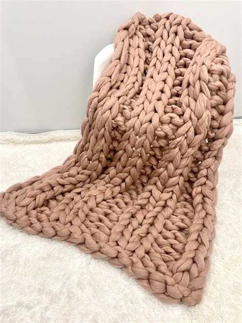 Merino Wool Blanket Chunky Knit Blanket Hand Knit Blanket - Etsy