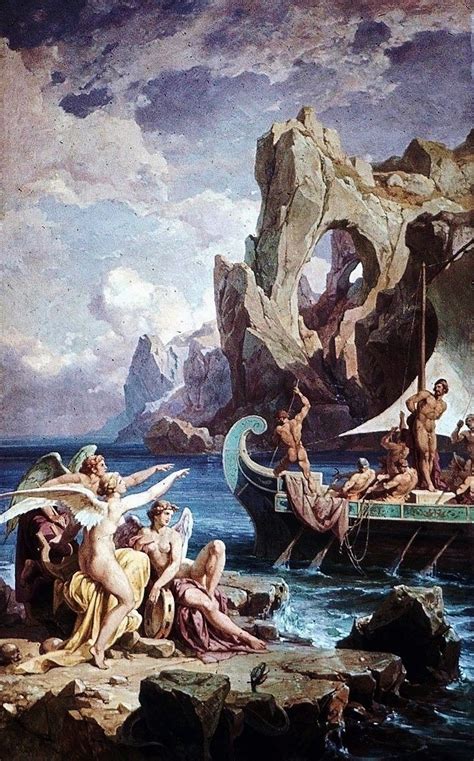 The Odyssey - Odysseus escapes the lure of the Sirens. 1859-83. Friedrich Preller the elder ...