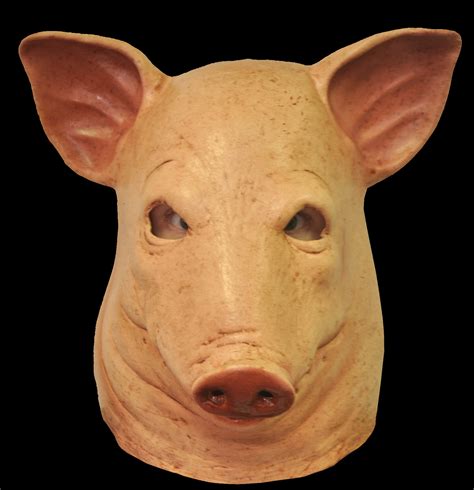 Blood Pig Saw Severed Head Stump Horror Halloween Costume Mask