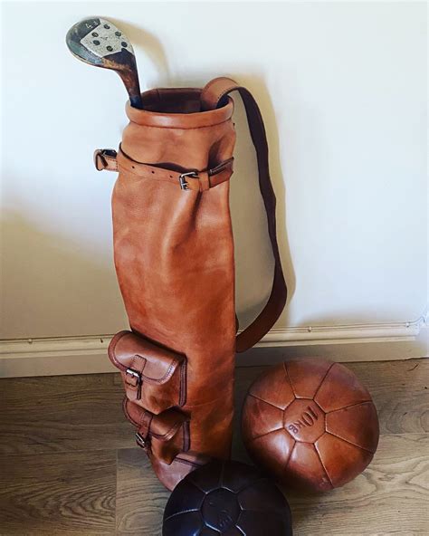 Leather Golf Bag 9 Club Retro Golf Bag With Two Pockets / - Etsy