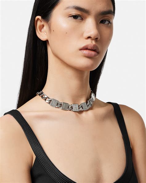 Versace Tiles Necklace Silver | VERSACE CA