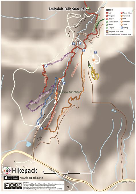 Amicalola Falls State Park | Hikepack: Clever Hiking Maps