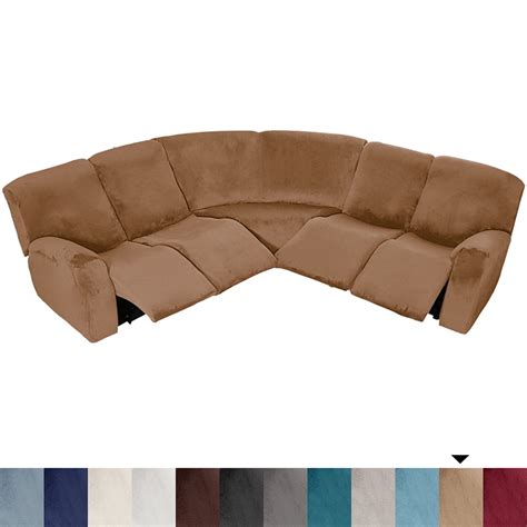 TOPCHANCES Sectional Recliner Sofa Covers, 7-Piece Velvet Stretch 5 ...