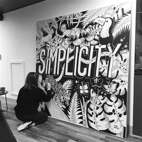 Illustrated Black and White Wall Mural by Amber Anderson | Murals street art, Mural wall art ...