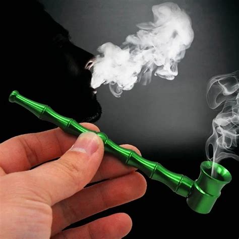 Creative Smoking Pipe Herb Tobacco Pipes Portable Small Bamboo Tobacco Stems Smoke Metal Pipes ...