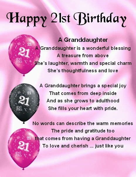 21st Birthday Card Messages for Granddaughter – BirthdayBuzz