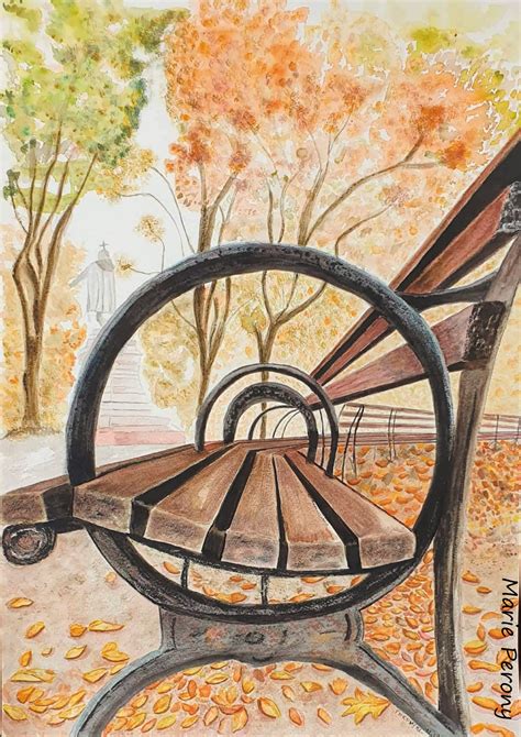 A Bench In New-York, #2, Pintura por Marie Perony | Artmajeur