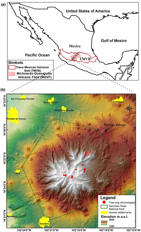 Location of the Tancítaro stratovolcano and the Parícutin volcano... | Download Scientific Diagram