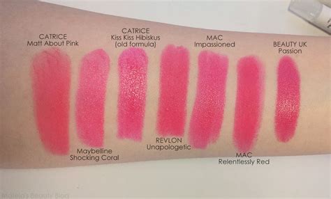 Mac's Impassioned Dupe? Bright Coral-pink Lipsticks Comparison | Coral pink lipstick, Pink ...