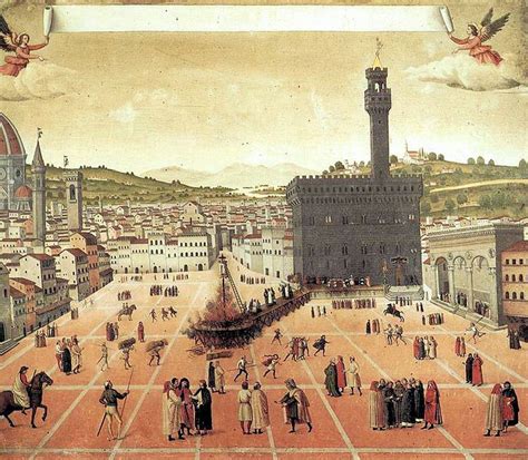 Hanging and burning of Girolamo Savonarola in Piazza della Signoria in Florence 1498 - Painting ...