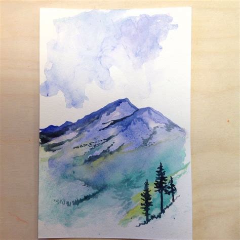 alpine fields and mountain range watercolor | Watercolor drawing, Watercolor art, Painting