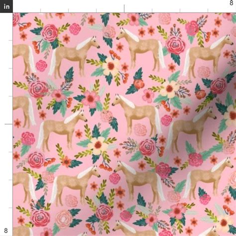 Pink Horse Fabric Palomino Horse Florals Horses Pink by - Etsy