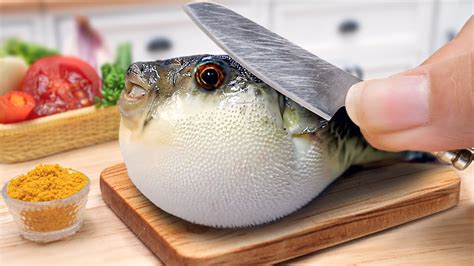 Yummy Miniature Puffer Fish Curry Recipe 🐠 Cooking Blow Fish with Rice ...