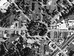 Aerial photo of the Tallmadge Circle, a traffic circle located in the center of Tallmadge