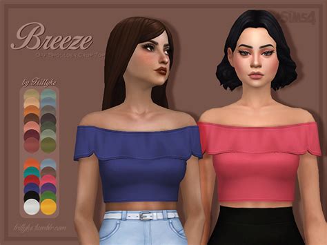 The Sims Resource - Trillyke - Breeze - Off Shoulder Crop Top