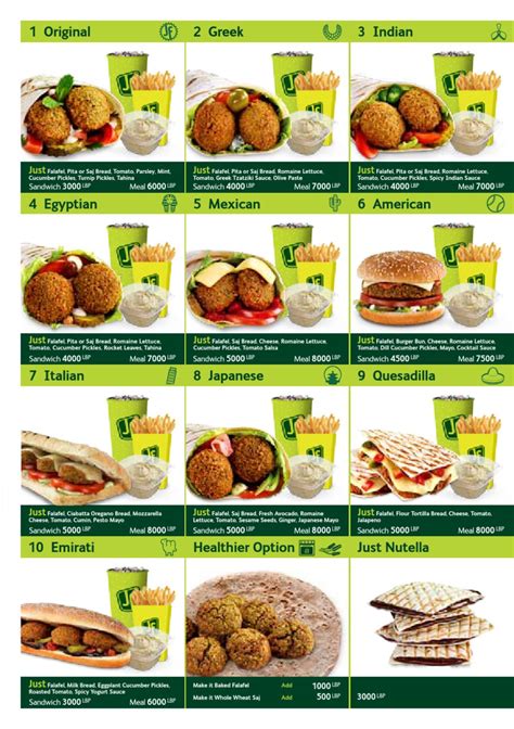 Just Falafel Menu by Romero Taleb - Issuu