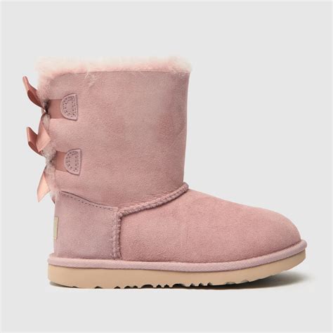 UGG Pale Pink Bailey Bow Ii Girls Junior Boots - ShoeFreak