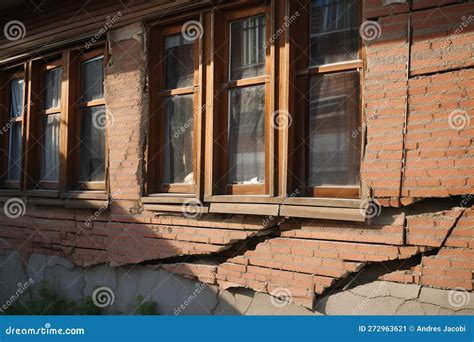 Exterior House Facade Cracked after Earthquake. Stock Illustration - Illustration of texture ...