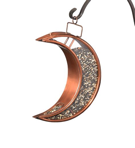 Copper and Plexiglass Crescent Moon Hanging Bird Feeder - Copper | Plow & Hearth