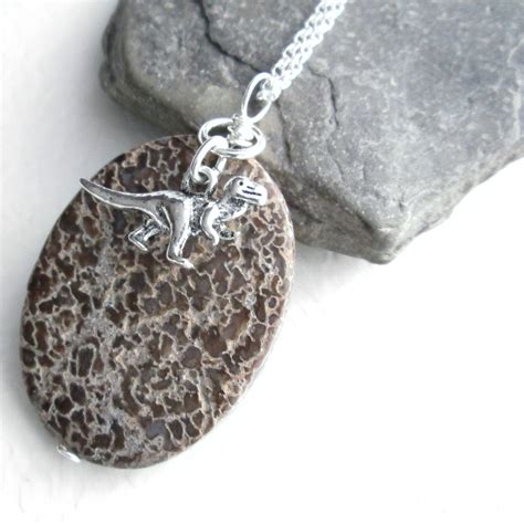 Dinosaur Bone Jewelry Fossil Necklace Brown Stone Pendant